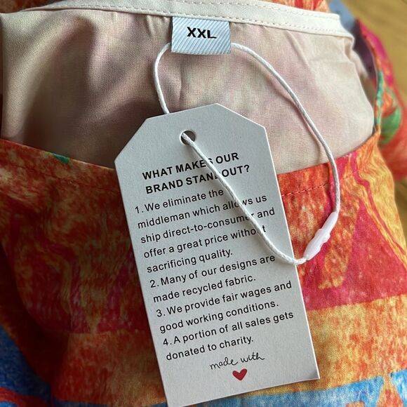 Made with ❤️ multicolor 3/4 cuffed sleeve kaftan style top. NWT. XXL. - Picture 6 of 6